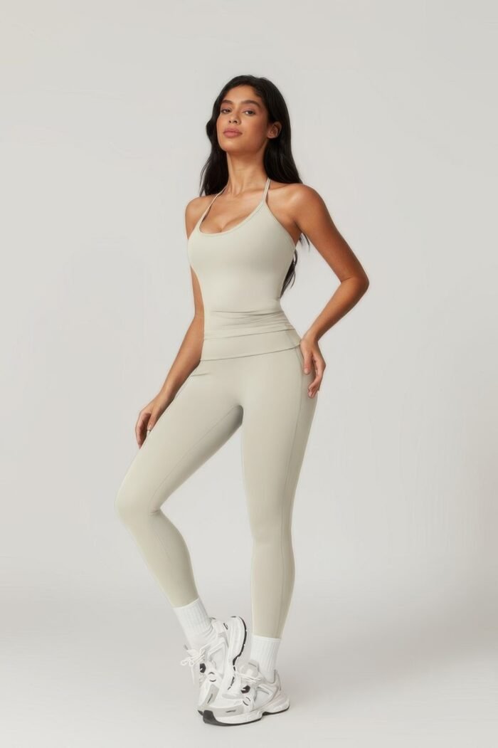 Solid yoga gym fit high ecastic legging - image 15