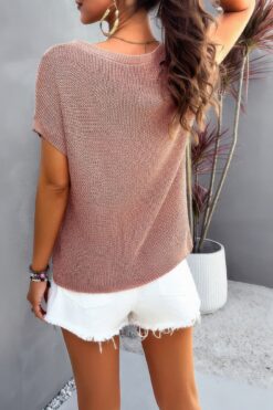 Pocket Knit Round Neck Loose Pullover Sweater