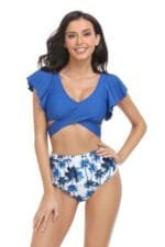 Two Pieces Sport Bra High Waist Ruffle Swimsuit