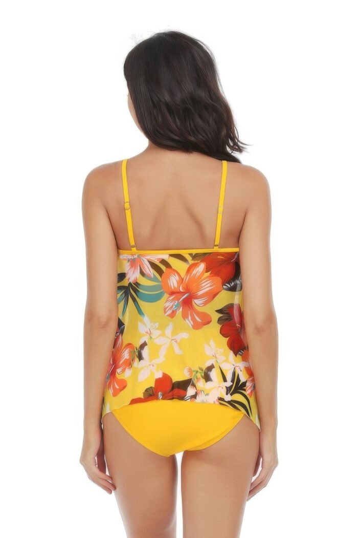 Sleeveless Strappy Floral Print Split Swimsuit Set - Image 11