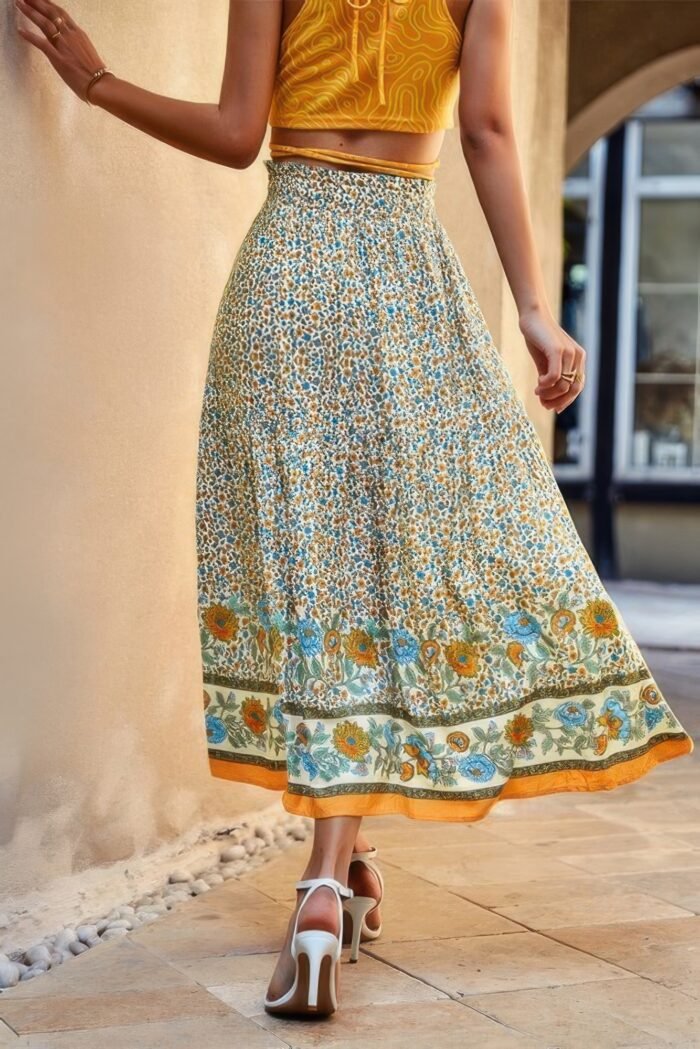 High rise drawstring ruffled maxi skirt - image 5