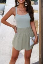 Knit Elastic Waist Sleeveless Cross Back Romper - Image 3