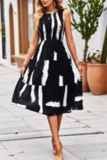Cut Out Ruched Fit Sleeveless Ruffle Dress - Image 2