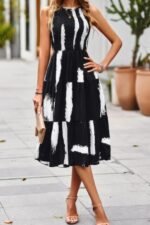 Cut Out Ruched Fit Sleeveless Ruffle Dress - Image 4
