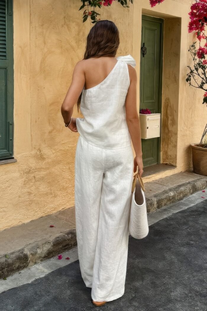 Floral trim linen a tank top and pants set - image 5