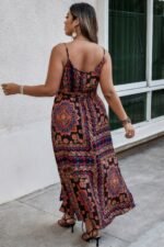 Plus Size Floral Belted Cami Boho Long Dress - Image 5