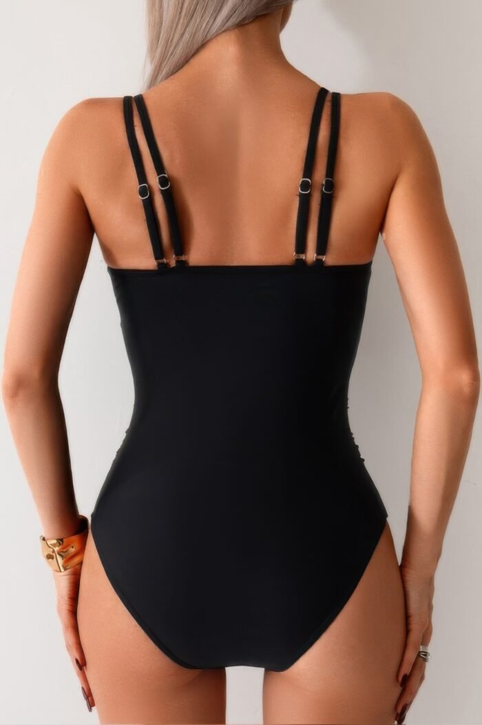 Solid square beck double strap mesh swimsuit - image 15