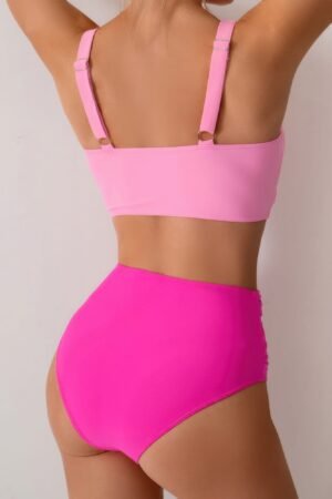 Solid Ruched High Waist Cross Push Up Swimsuit Solid Ruched High Waist Cross Push Up Swimsuit
