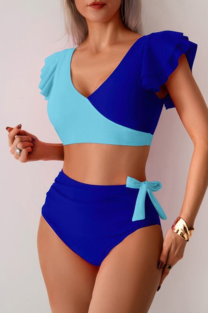 V neck two piece ruffled high waisted swimsuit - image 8
