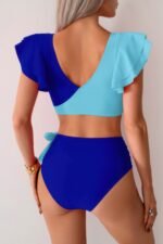 V Neck Two Piece Ruffled High Waisted Swimsuit - Image 9