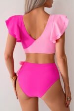 V Neck Two Piece Ruffled High Waisted Swimsuit - Image 12