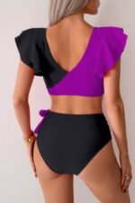V Neck Two Piece Ruffled High Waisted Swimsuit - Image 15