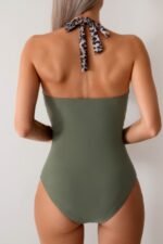 Printed Halter Deep V Neck Bodycon Swimsuit - Image 15