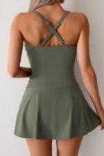 One Piece Ruched Crossover Sleeveless Swimsuit - Image 3
