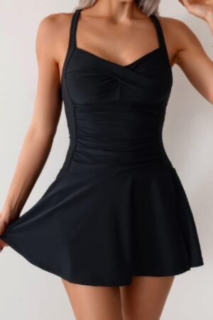 One Piece Ruched Crossover Sleeveless Swimsuit One Piece Ruched Crossover Sleeveless Swimsuit