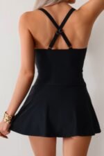 One Piece Ruched Crossover Sleeveless Swimsuit - Image 6