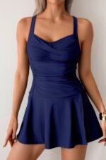 One Piece Ruched Crossover Sleeveless Swimsuit - Image 8