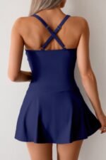 One Piece Ruched Crossover Sleeveless Swimsuit - Image 9