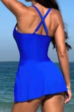 One Piece Ruched Crossover Sleeveless Swimsuit - Image 11