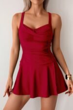 One Piece Ruched Crossover Sleeveless Swimsuit - Image 14
