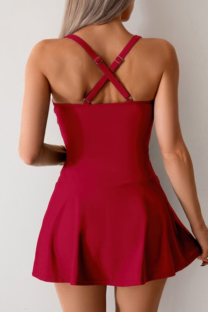 One piece ruched crossover sleeveless swimsuit - image 15
