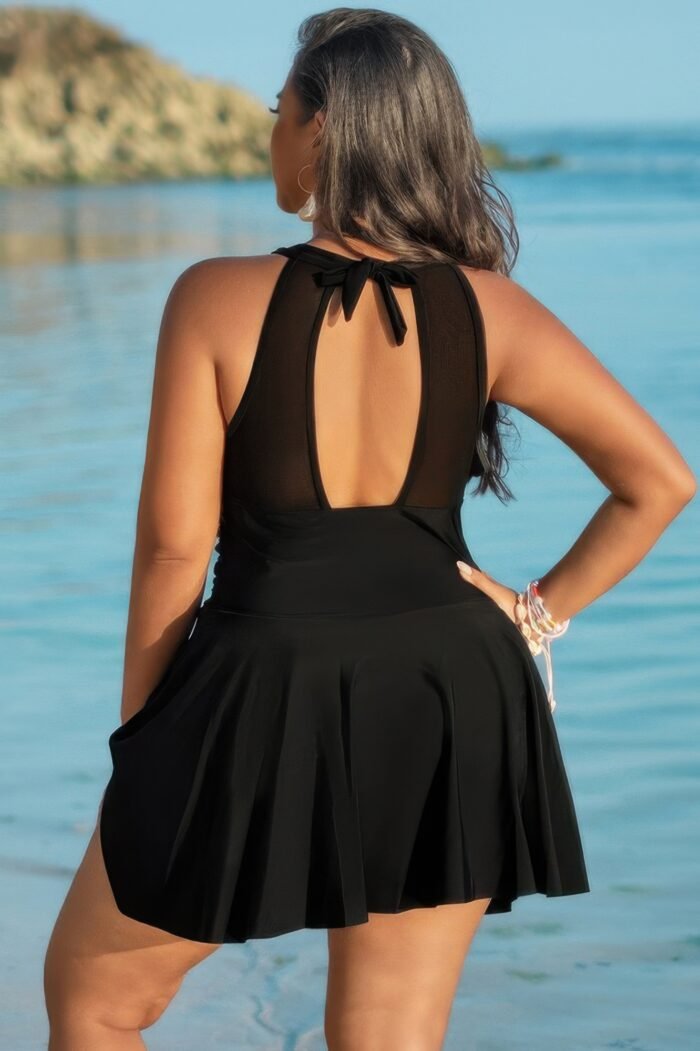 Plus size halter ruched sleeveless swim dress - image 13