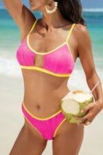 Two Pieces Pleated Cut Out High Cut Bikini