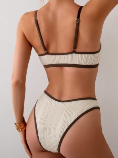 Two Pieces Pleated Cut Out High Cut Bikini Two Pieces Pleated Cut Out High Cut Bikini