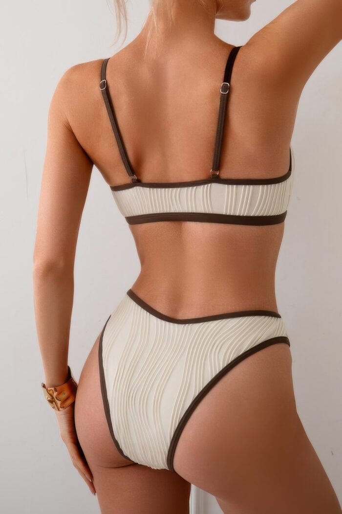 Two pieces pleated cut out high cut bikini - image 6