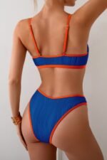 Two Pieces Pleated Cut Out High Cut Bikini - Image 12