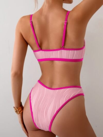 Two Pieces Pleated Cut Out High Cut Bikini Two Pieces Pleated Cut Out High Cut Bikini