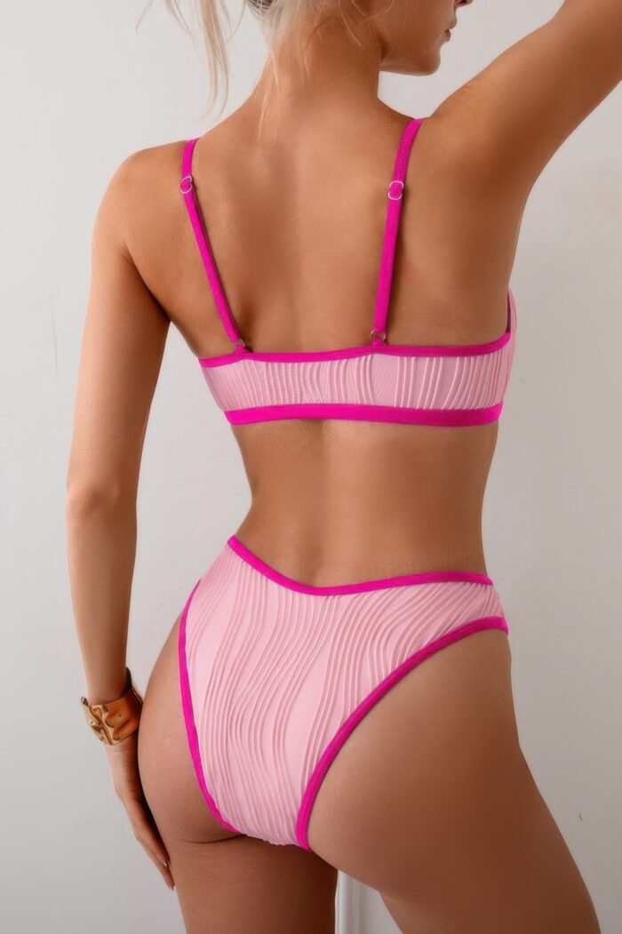 Two pieces pleated cut out high cut bikini - image 15