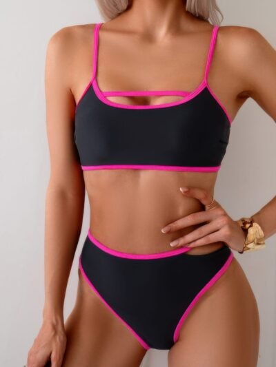 Square Neck Cut Out Two Pieces Bikini Square Neck Cut Out Two Pieces Bikini