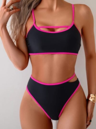 Square Neck Cut Out Two Pieces Bikini Square Neck Cut Out Two Pieces Bikini
