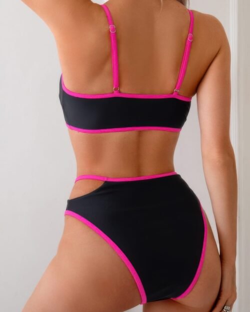square neck cut out two pieces bikini