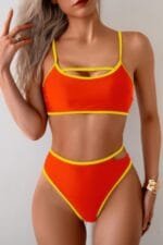 Square Neck Cut Out Two Pieces Bikini