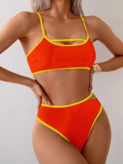 Square Neck Cut Out Two Pieces Bikini Square Neck Cut Out Two Pieces Bikini
