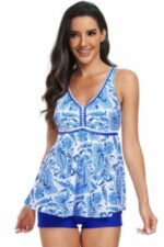 Printed Sleeveless Ruffle Two Pieces Swimsuits - Image 3