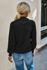 Drop Shoulder Solid Mock Neck Classic Knitted Sweater - Image 6