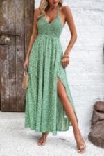 Floral Boho Tie Sleeveless High Waist Maxi Dress