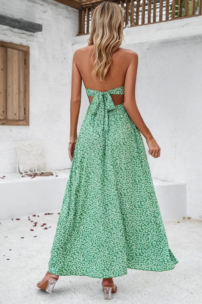 Floral boho tie sleeveless high waist maxi dress - image 6