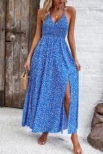 Floral Boho Tie Sleeveless High Waist Maxi Dress