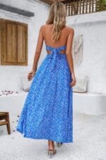 Floral Boho Tie Sleeveless High Waist Maxi Dress