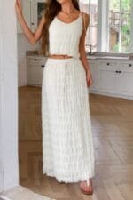 Strappy maxi skirt and crop top co-ord set for summer