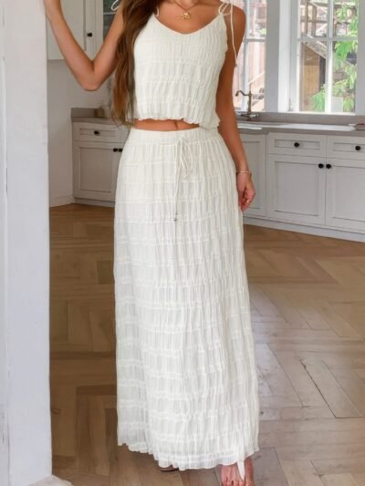 Strappy maxi skirt and crop top co-ord set for summer