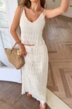 Strappy maxi skirt and crop top co-ord set for summer