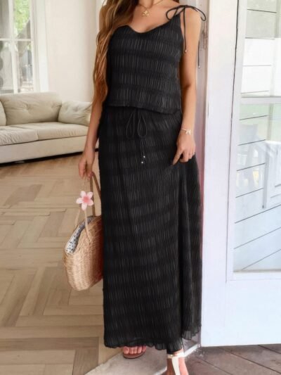 Strappy Maxi Skirt & Crop Top Co-ord Set – Summer Outfit Strappy Maxi Skirt & Crop Top Co-ord Set – Summer Outfit