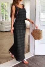 Strappy maxi skirt and crop top co-ord set for summer