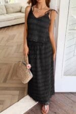 Strappy maxi skirt and crop top co-ord set for summer