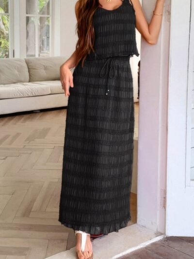 Strappy Maxi Skirt & Crop Top Co-ord Set – Summer Outfit Strappy Maxi Skirt & Crop Top Co-ord Set – Summer Outfit